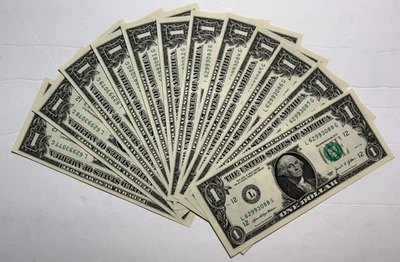 12 Sequential Serial #'S - $1.00 BILLS | UNCIRCULATED | ALL MISCUT & MISALIGNED - Image 1 of 4