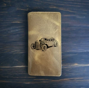 Hot Rod Rodeo Geldbörse Cowboy Western Büffelleder Premium Auto individuelles Geschenk NEU - Bild 1 von 10