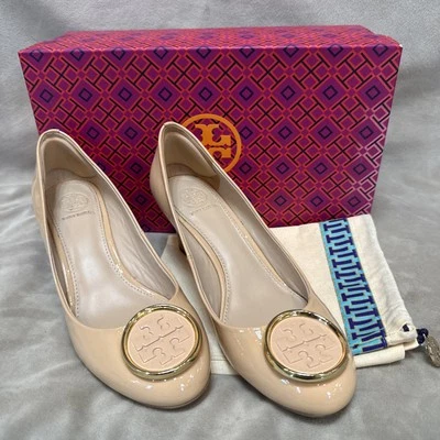 EUC! 6.5 Tory Burch Twiggie Wedge Leather Light Oak 204 #32606 W/ Box & Bag - Image 1 of 4