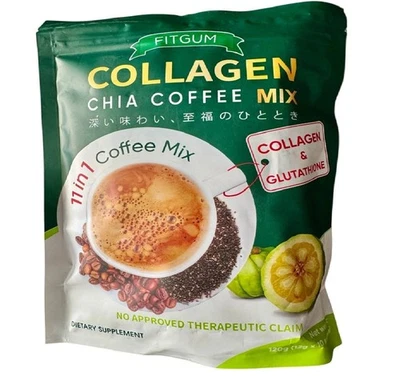 4 Pack - FITGUM 20X Collagen Chia Coffee 11 in 1 Coffee Mix Authentic USA Seller - Image 1 of 4