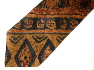 Vtg Viaggio Mens Necktie Tie Brown Black Geometric 55" Short Vintage - Picture 1 of 4
