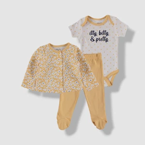 Chickpea Baby Girl's Yellow White Printed 3-Piece Set Size 6-9M - Picture 1 of 2