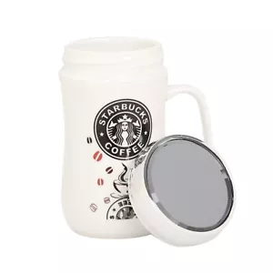 NEW STARBUCKS TRAVEL MUG CERAMIC COFFEE TEA CUP LID WORK HOT COLD DRINKS UK - Picture 1 of 10
