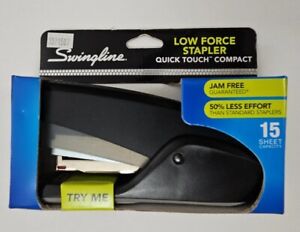 Swingline Hefter Quick Touch kompakt reduzierter Kraftaufwand geringe Kraft, 15 Blatt, schwarz