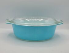 Vintage Pyrex Oval Turquoise Blue 043 1 1/2 Qt Ovenware Solid Color With Lid