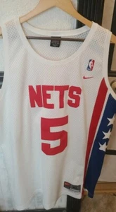 VTG NBA Nike New Jersey Nets Jason Kidd Mens XL SEWN 5 Stars Brooklyn White - Picture 1 of 11