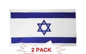 TWO PACK of 3' x 5' ft Polyester Israeli Flag Israel High Quality - Picture 1 of 2