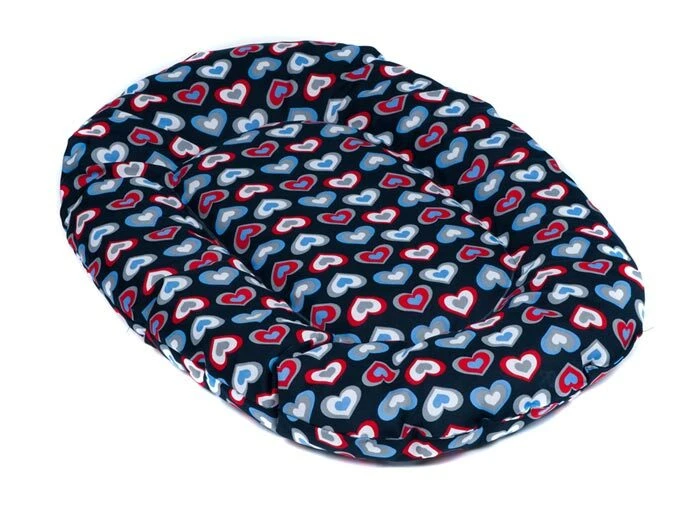 ADENA Hundekissen Liegekissen Kissen Größe XS bis XXL dicke Polsterung Herzen blau