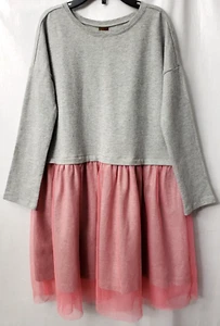 Tea Collection Sweatshirt Tutu Dress 7 Girl Tulle Gray Pink Casual School Play - Picture 1 of 6