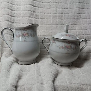 Noritake Covered Sugar Bowl & Creamer Veranda Pattern VTG Discontinued - Picture 1 of 14