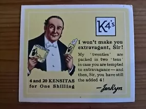 Wix Kensitas cigarette card insert: K4's Jenkyn / Moisture-Proof Container - Picture 1 of 2