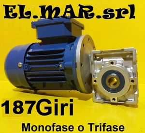 Motoriduttore 187 Giri HP 0,12 Riduttore di giri Motore Monofase Trifase Kw 0,09 - Foto 1 di 5