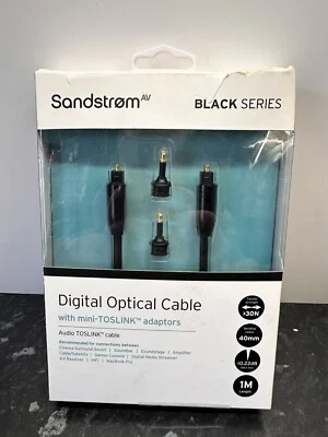 SANDSTROM AV BLACK SERIES S1OPT114X DIGITAL OPTICAL CABLE - 1M- Unused - Image 1 of 4
