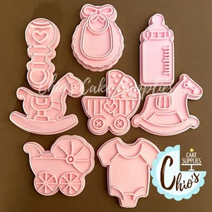 Baby Shower Themed Cookie Cutters With Embosser Stamp - Picture 1 of 7