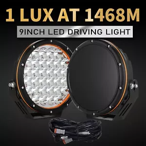Pair 9inch LED Driving Lights Spot Beam Round Black Offroad Spotlights SUV Truck - Picture 1 of 11