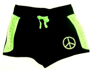 So Girls French Terry Shorts NWT Black & Green Size 7/8 or 10 - Picture 1 of 5