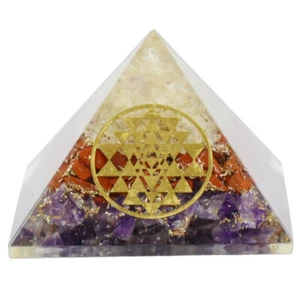 Pirámide de orgón Sri Yantra cuarzo cristalino amatista y jaspe rojo para yoga - Imagen 1 de 5