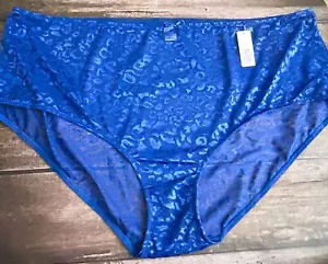 NWT ASHLEY STEWART LEOPARD MESH ROYAL BLUE BRIEF PANTIES NEW 34/36 Sissy Stretch - Picture 1 of 8
