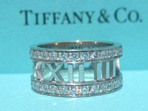 TIFFANY & CO. ATLAS DIAMOND 18K WHITE GOLD WEDDING ENGAGEMENT RING SIZE 7 - Picture 1 of 4