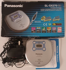 PANASONIC PORTABLE CD PLAYER SILVER HEADPHONES POWER BOXED COMPLETE SL-SX270 - Picture 1 of 17
