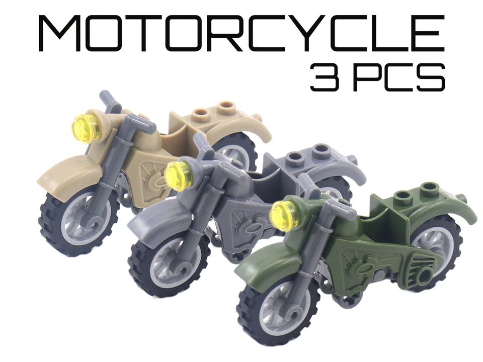 Motorcycle | Military Army Equipment | Building Blocks Accessory Bricks MOC - Image 1 of 1