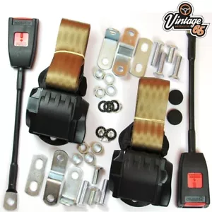 Classic MG Front Pair Fully Automatic Inertia Beige Seat Belt Kits E Approved - Picture 1 of 8
