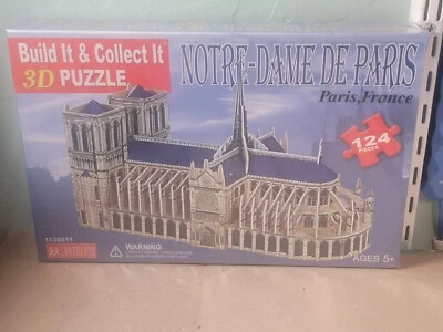 3D Puzzle Build it Notre-Dame De Paris 124 Pieces 1130611 13.8" x 5.5" x 11" NEW - Image 1 of 4