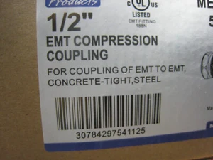 Madison Electric 1/2" EMT MEC-760 compression couplings New box of 50 - Bild 1 von 7