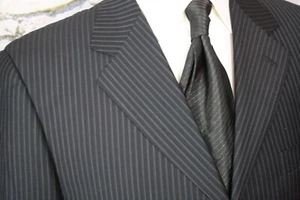CANALI Italy Men's Navy Blue Pin Stripe Three Button All Wool Side Vents 40 Reg - Picture 1 of 9