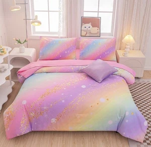 6Pcs Gradient Glitter Bedding Set for Girls Twin Size, Twin (6-Piece) Pink - Picture 1 of 4