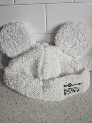 Disney Parks White Winter Mickey Ears Adult Size Ski Cap NEW 2025 - Image 1 of 4