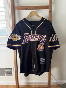 Men’s Size L NBA Los Angeles Lakers Button Logo Jersey Baseball Pro Standard - Picture 1 of 4