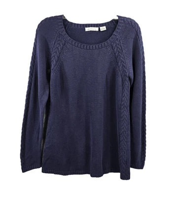 Suéter Liz Claiborne Mujer Mediano M Azul Tejido con Cable Manga Larga Pullover Foto 1 de 4