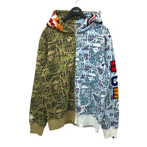 A BATHING APE (BAPE) Felpa con cappuccio mezza zip A Bathing Ape 25 Bape XXV Cities mimetica squalo tigre usata
