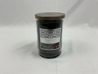 Yankee Candle Iced Pine & Berry 22 oz  2 Wick Pillar 6" Brand New Never Lit  - Image 1 of 4