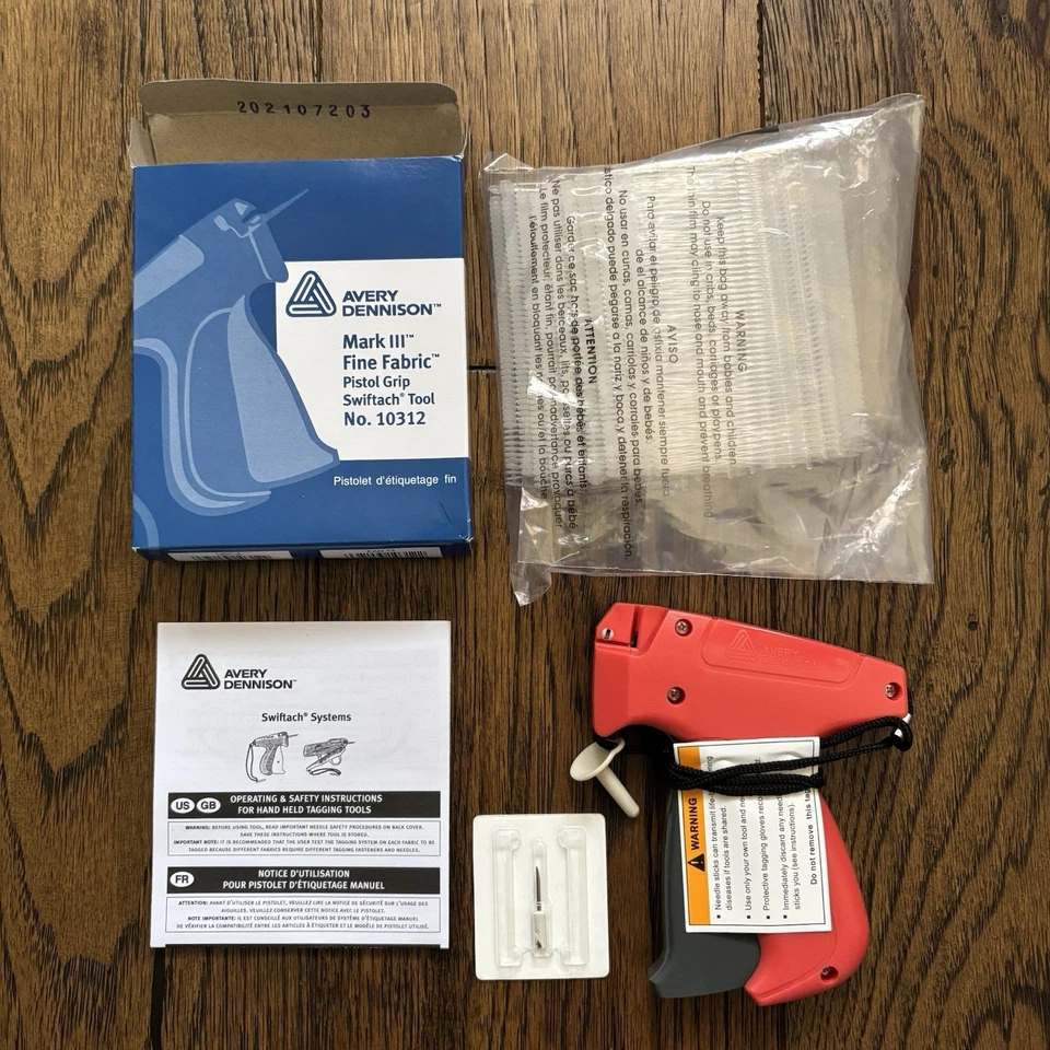 Avery Dennison 10312 Mark III Fine Tag Tagging Gun 500 3" Barbs 1 Needle
