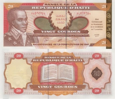 Haiti 20 Gourdes (2001) - Independence Commemorative/Gold Foil p-271 UNC - Image 1 of 3