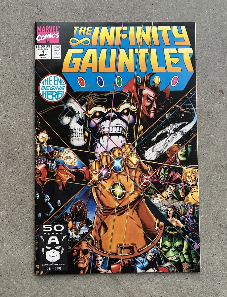 Infinity Gauntlet #1 • Firmado por George Pérez con certificado de autenticidad • Marvel Comics 1991 Foto 1 de 4