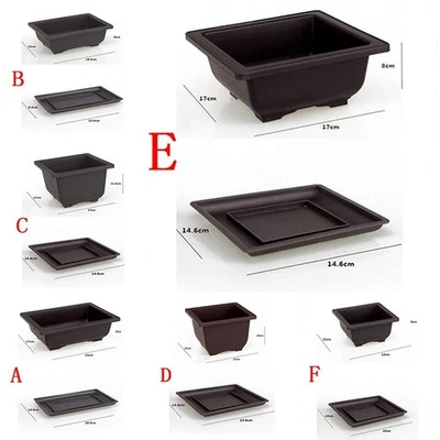 Multi-size Flower Pot With Tray Succulent Plant Rectangular Garden Decoration - Image 1 of 4