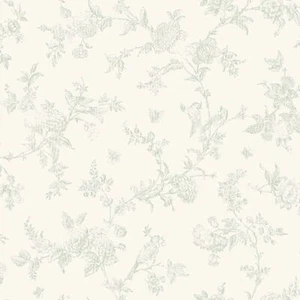 3119-02194 French Nightingale Sage Floral Scroll Non Woven Blend Wallpaper - Picture 1 of 2