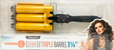 StellaPro 1.25" Triple Barrel Advanced Ceramic Technology 5 Heat Settings NEW - Image 1 of 2
