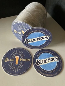 NEW 100 Blue moon Beer Coasters Bar Glass Mat Coaster Sealed Pack lot Bluemoon - Picture 1 of 3