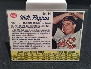 1962 Post Canadian MILT PAPPAS Orioles #34 MP - Picture 1 of 2