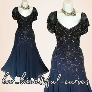 JOANNA HOPE BEADS SEQUINS EMBELLISHED EVENING OCCASION PARTY DRESS SIZE 16 - Picture 1 of 10