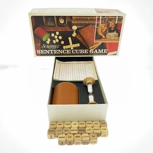 Vintage Scrabble Sentence Cube Game Complete S&R Games 1971 Words Made in USA - Foto 1 di 11