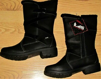 NIB $89 TOTES Diedre Waterproof Boots BLACK Faux Leather Faux Fur Lined Women 10 - Image 1 of 3