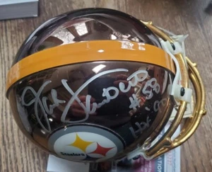 RARE LE 24KT Facemask Gold Chrome Steelers Jack Lambert HOF 90 Mini Helmet JSA - Picture 1 of 7