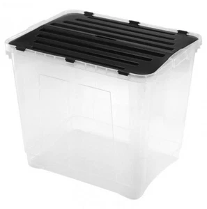 3x HEIDRUN Dragon Box 100 L - mit Klappdeckel - 59x46x50cm transp/Deckel grau - Bild 1 von 2