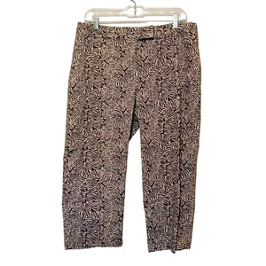 Kenneth Cole Unlisted Capri Pants 12 Brown White Leaves Casual Stretch Cotton - Picture 1 of 7