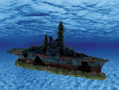 Aquarium Deko 🐟 SCHIFFSWRACK 🐟 Kriegsschiff Terrarium Dekoration Zubehör Höhle - Bild 1 von 4